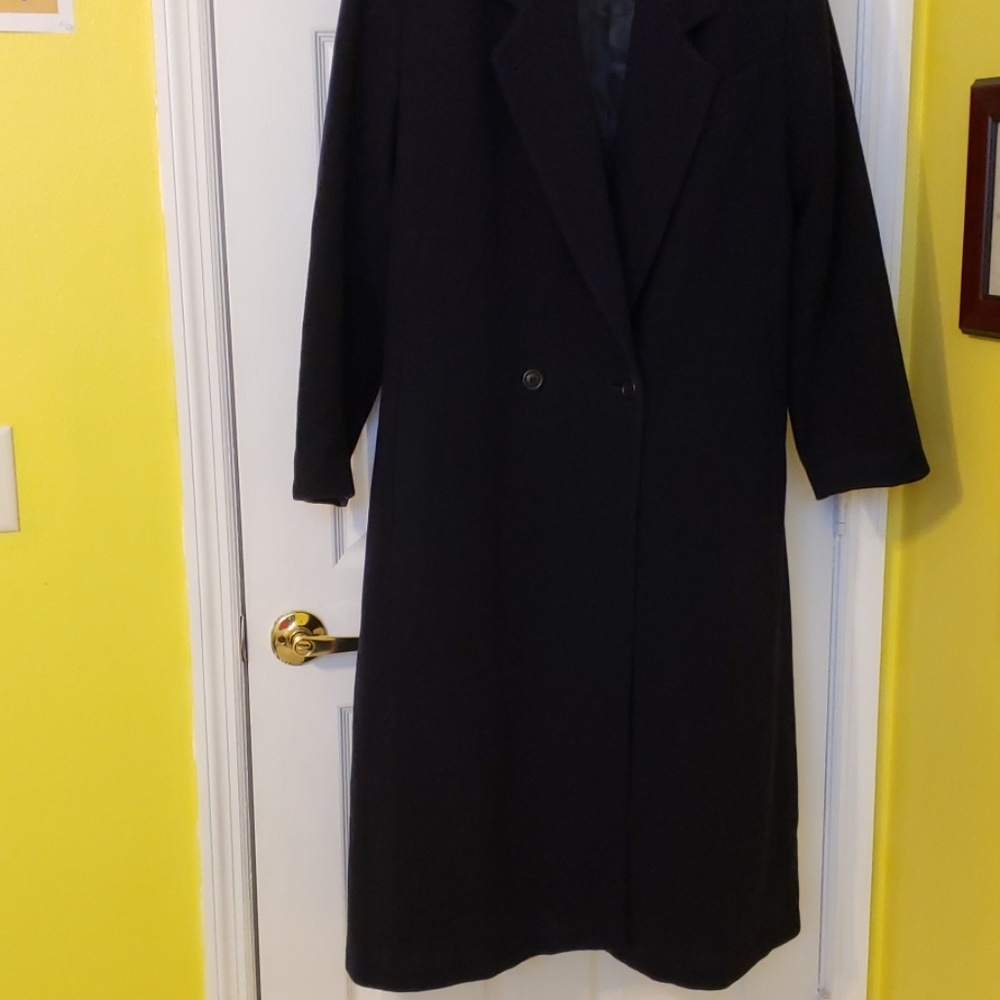 CLASSIC - LONG NAVY WOOL TRENCH COAT